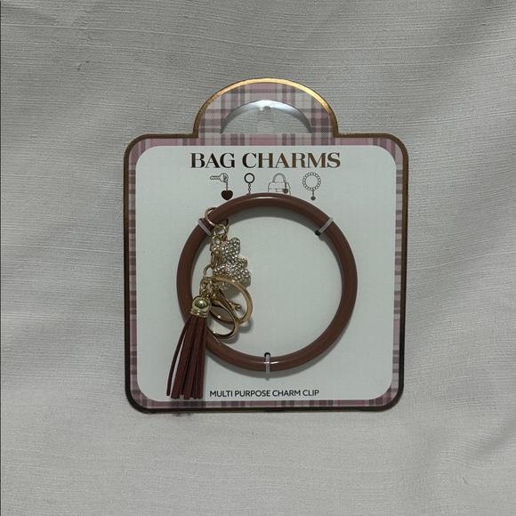 Brown Bag Charm with Studded Teddy Bear - Picture 2 of 4